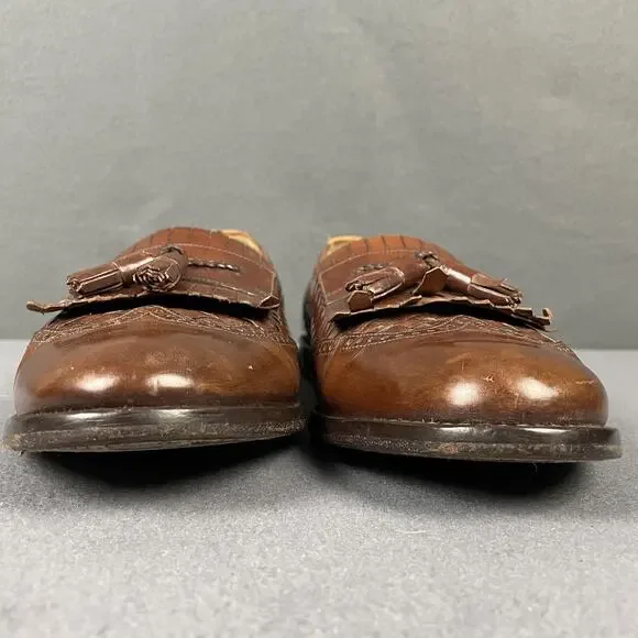 Mezlan Alicante Shoes Mens Size 11.5 W Brown Leather Tassel Loafers Dress Brogue - Picture 3 of 16